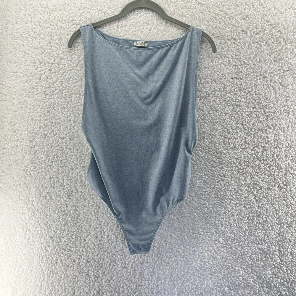 Intimately Free People Bodysuit Women's Size Small Blue Gray Thong Sexy Slimming